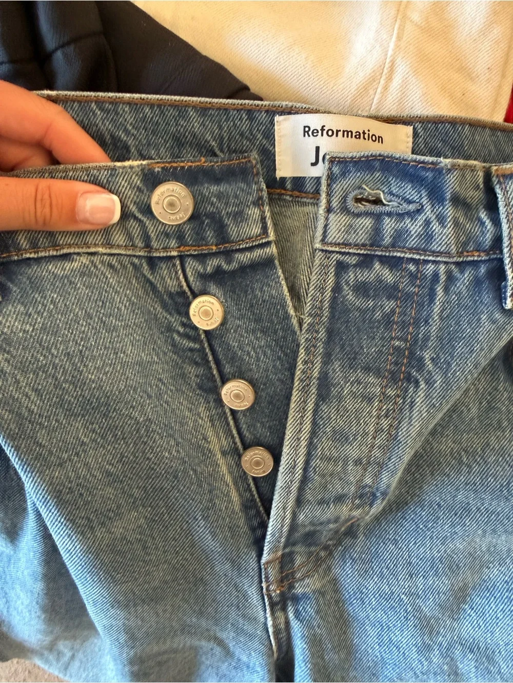 Reformation Crystal High Rise Straight Long Jeans Maldives - Size 27 - Picture 14 of 14